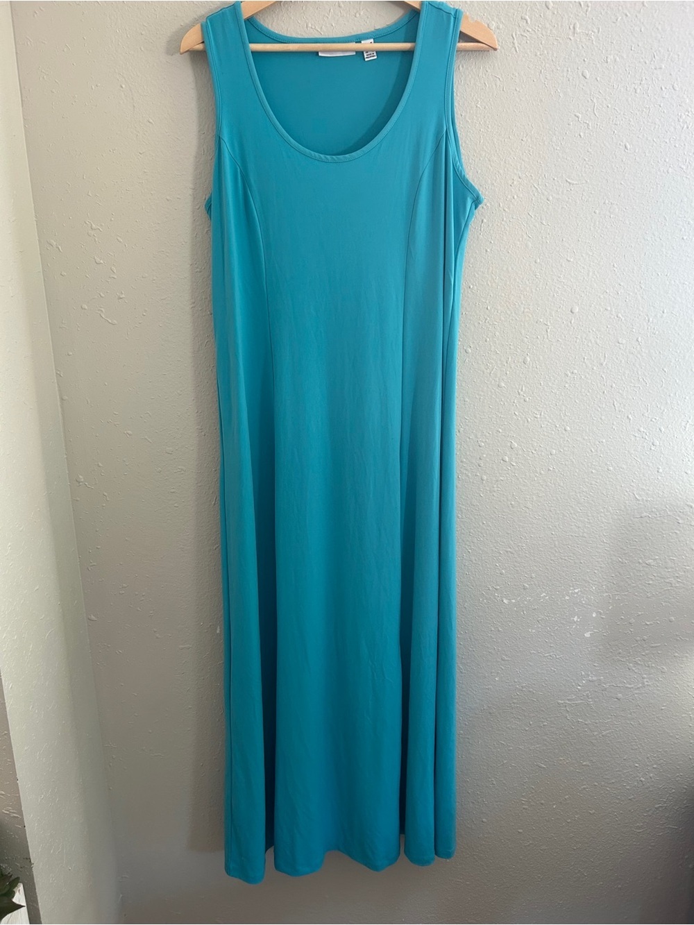 Susan Graver Teal Sleeveless Maxi Dress Comfy Stretch Summer